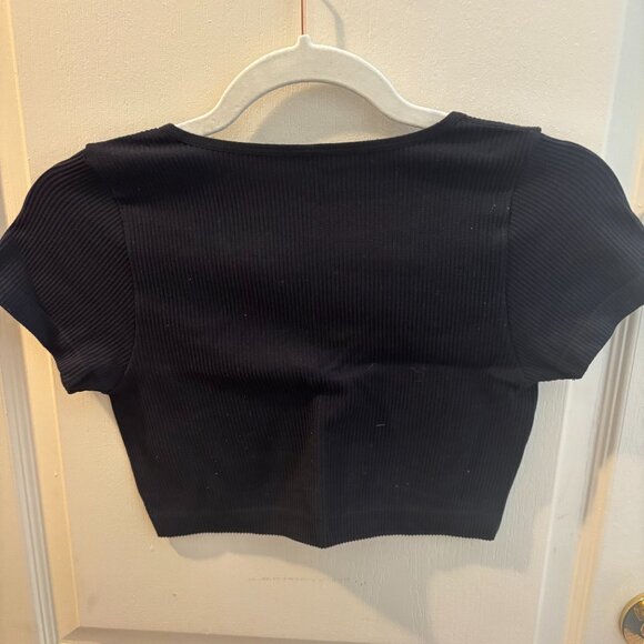 Garage Ribbed Cropped T Shirt - Black Size S - Picture 2 of 2